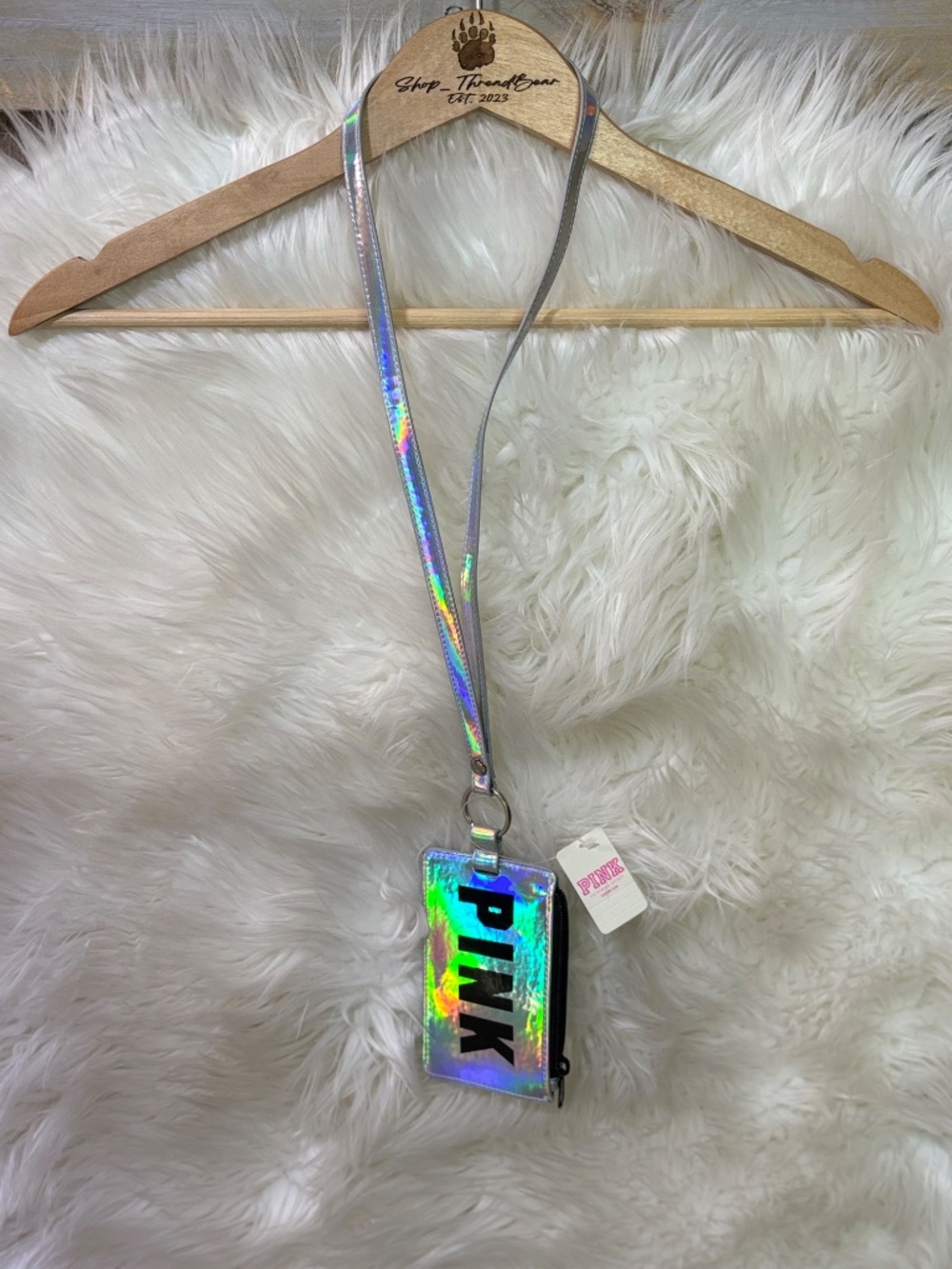 NWT ✶FREE✶ WOW [VS · PINK] Silver Black Wristlet Lanyard Keyring Coin Purse GIFT - Picture 6 of 14